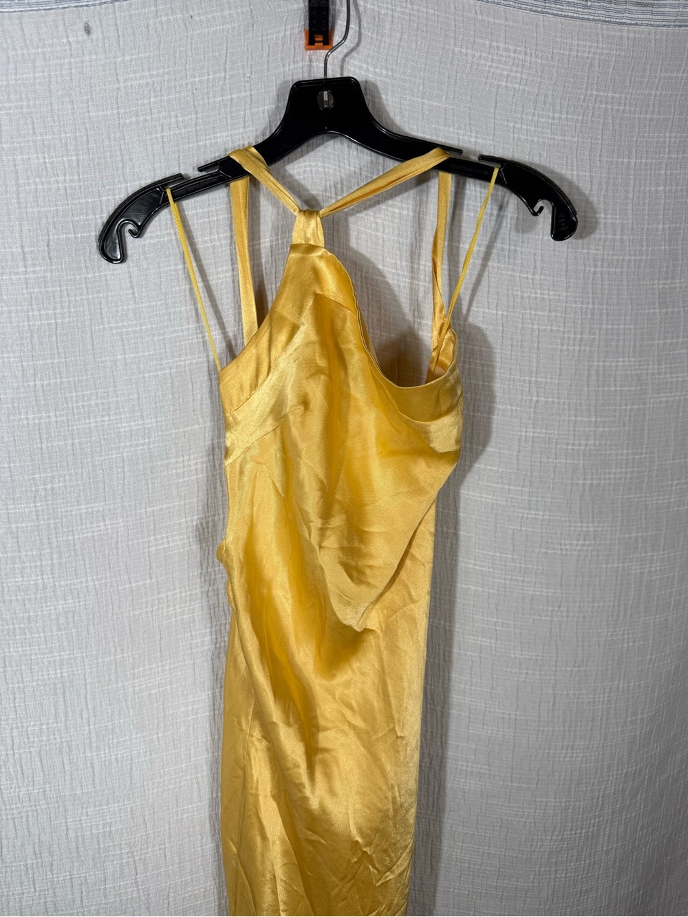 One-Shoulder Satin Gown in Champagne Yellow - Picture 6 of 12